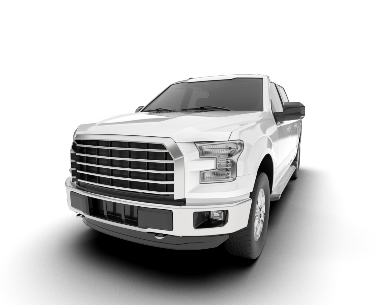 White pickup truck isolated on transparent background. 3d rendering - illustration png