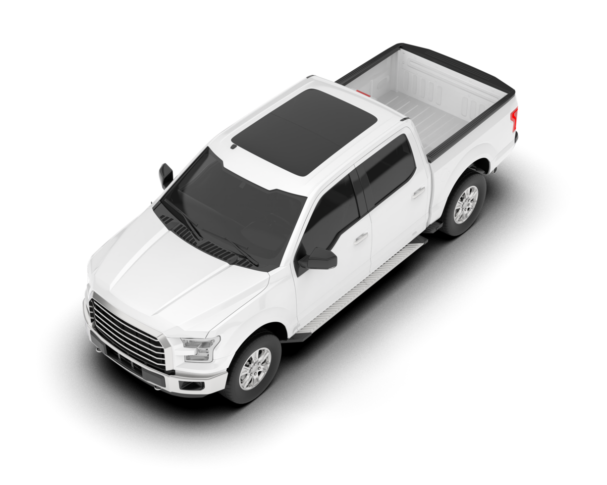 White pickup truck isolated on transparent background. 3d rendering - illustration png
