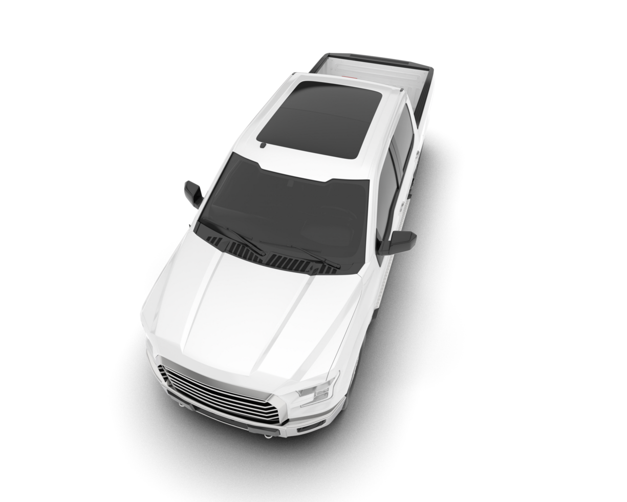 White pickup truck isolated on transparent background. 3d rendering - illustration png