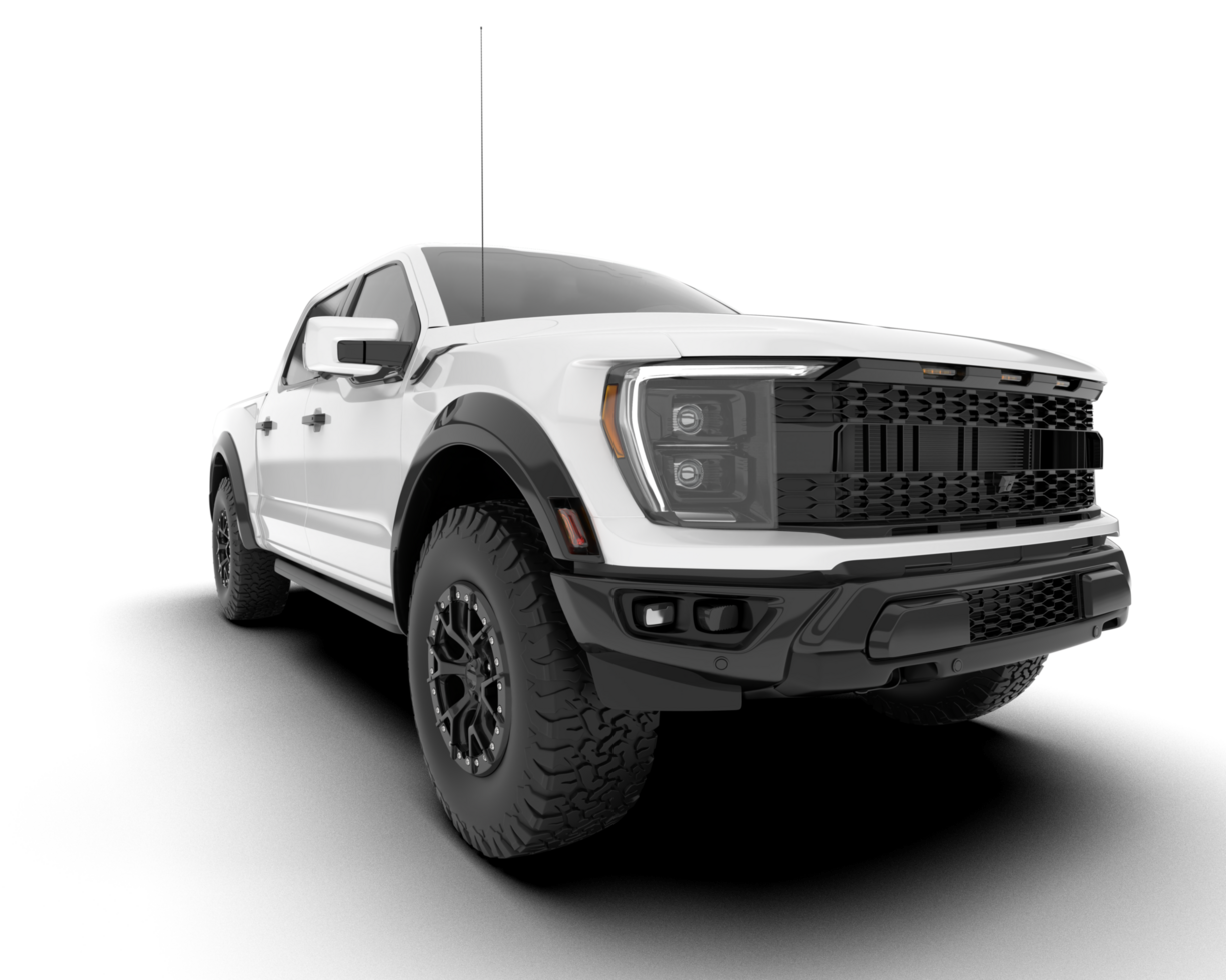 White pickup truck isolated on transparent background. 3d rendering - illustration png