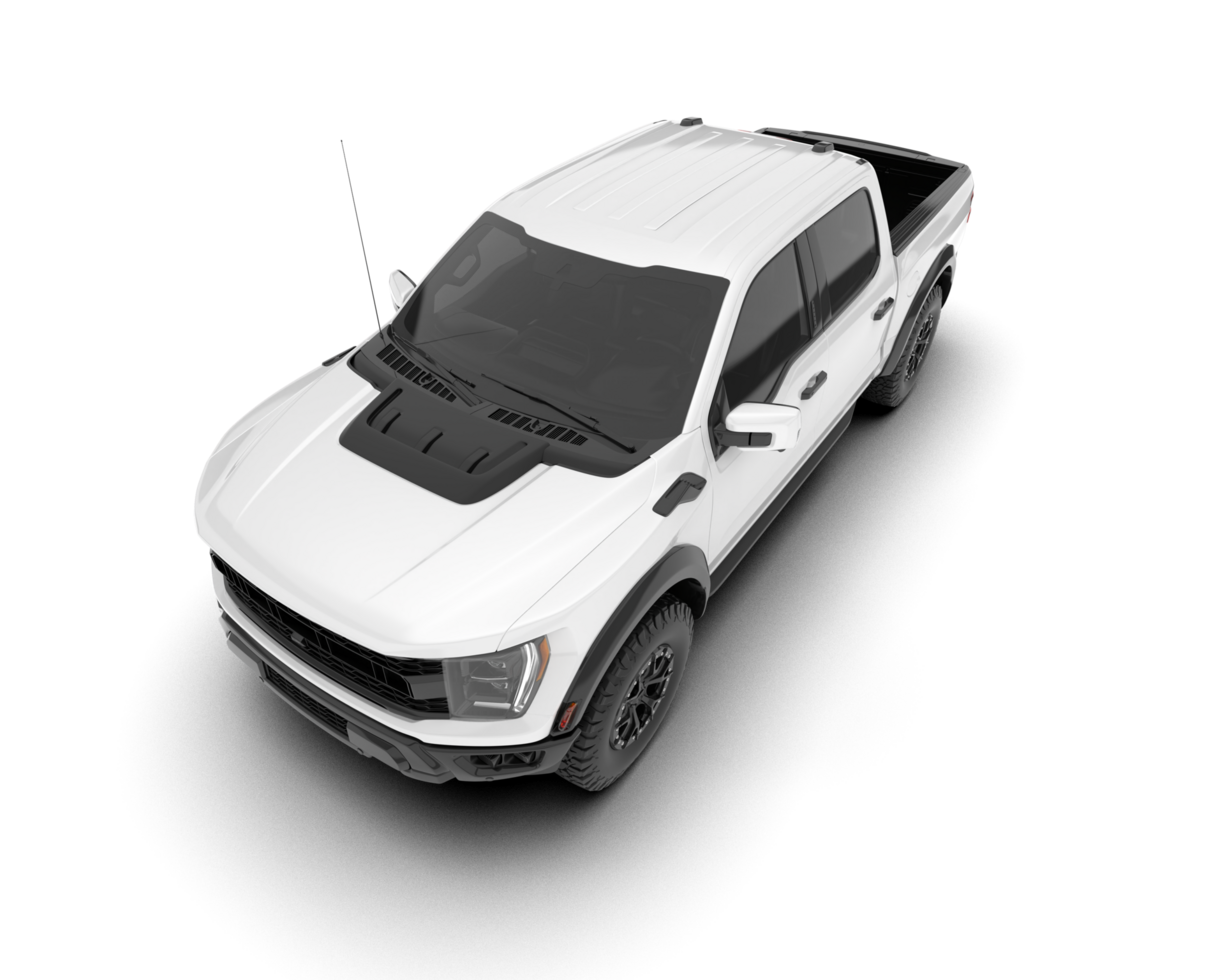 White pickup truck isolated on transparent background. 3d rendering - illustration png