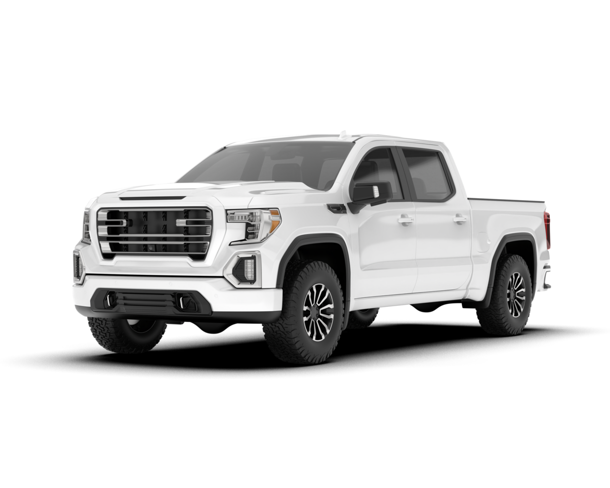 White pickup truck isolated on transparent background. 3d rendering - illustration png