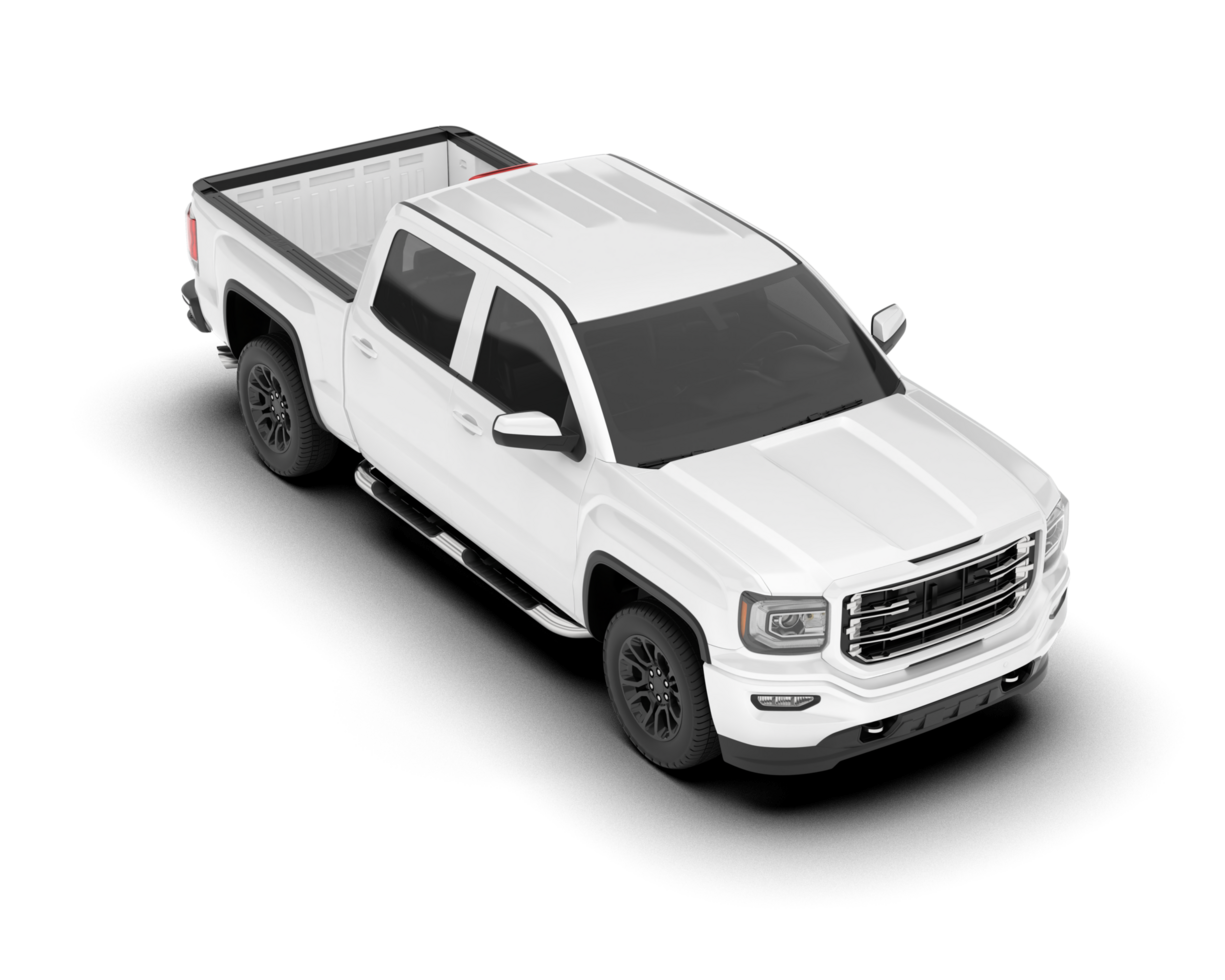 White pickup truck isolated on transparent background. 3d rendering - illustration png