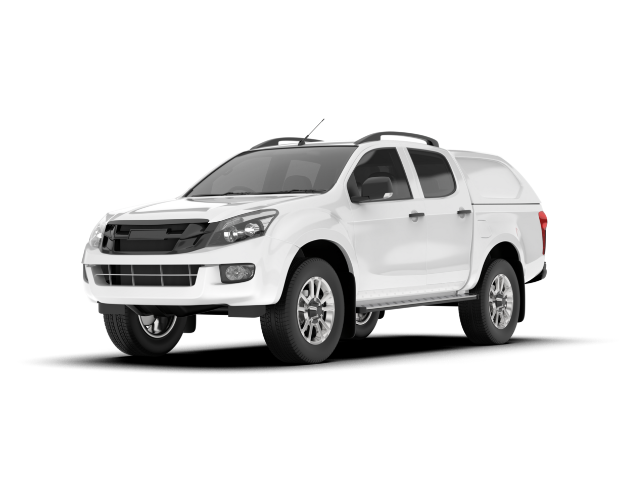 White pickup truck isolated on transparent background. 3d rendering - illustration png