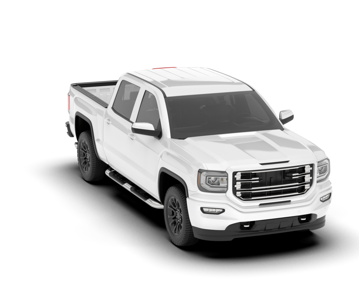 White pickup truck isolated on transparent background. 3d rendering - illustration png