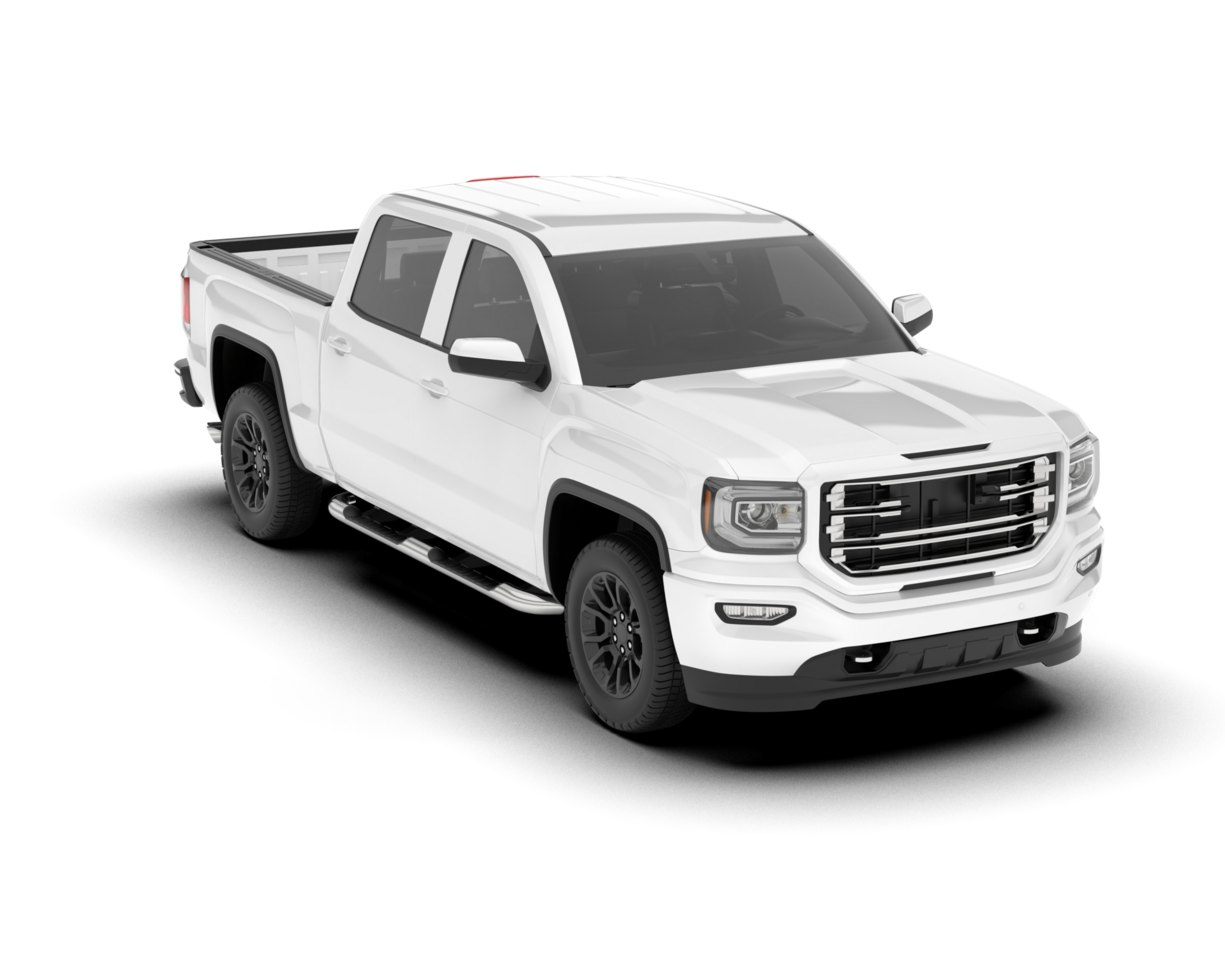 White pickup truck isolated on transparent background. 3d rendering - illustration png