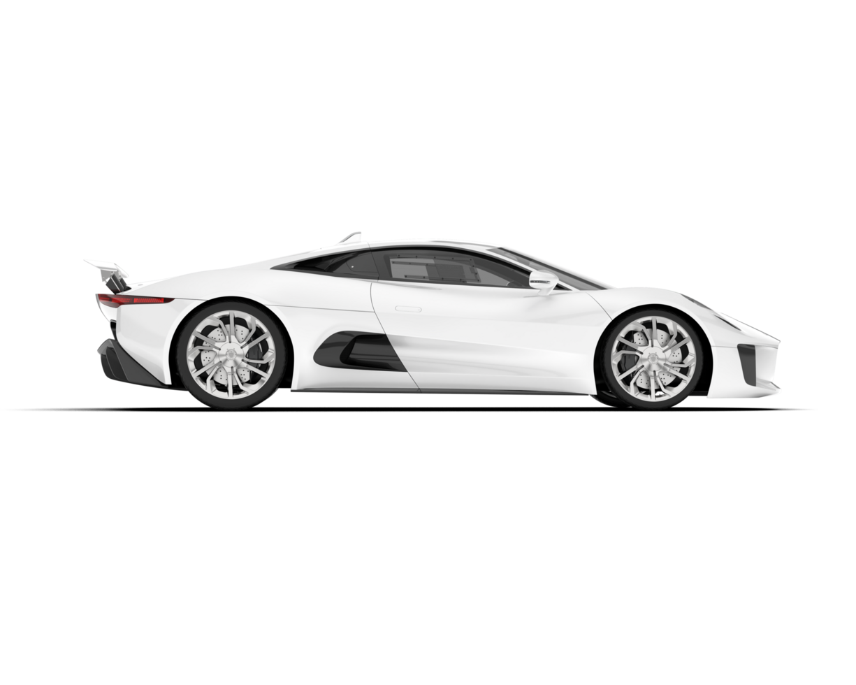 White sport car isolated on transparent background. 3d rendering - illustration png