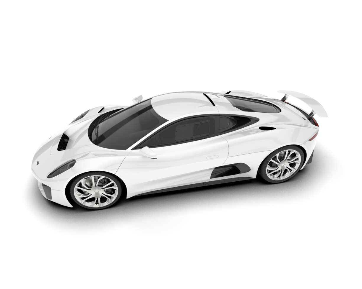 White sport car isolated on transparent background. 3d rendering - illustration png