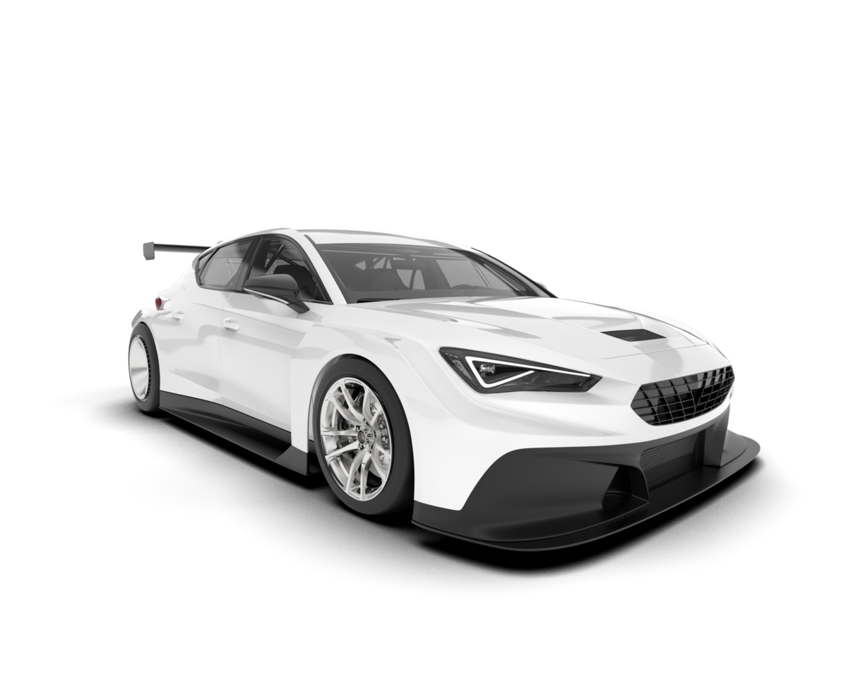 White sport car isolated on transparent background. 3d rendering - illustration png
