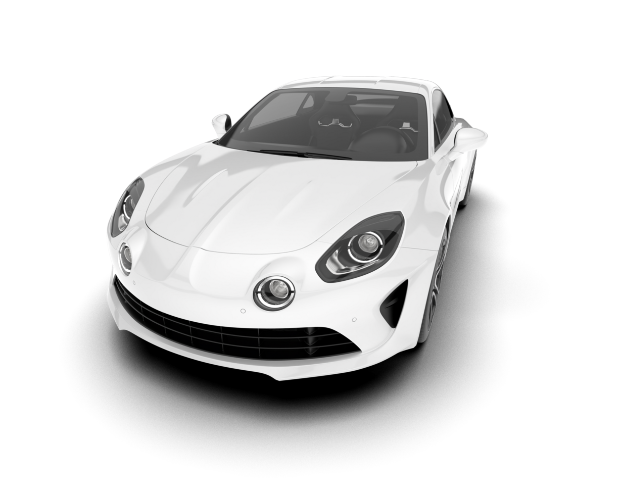 White sport car isolated on transparent background. 3d rendering - illustration png