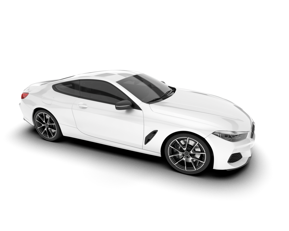 White sport car isolated on transparent background. 3d rendering - illustration png