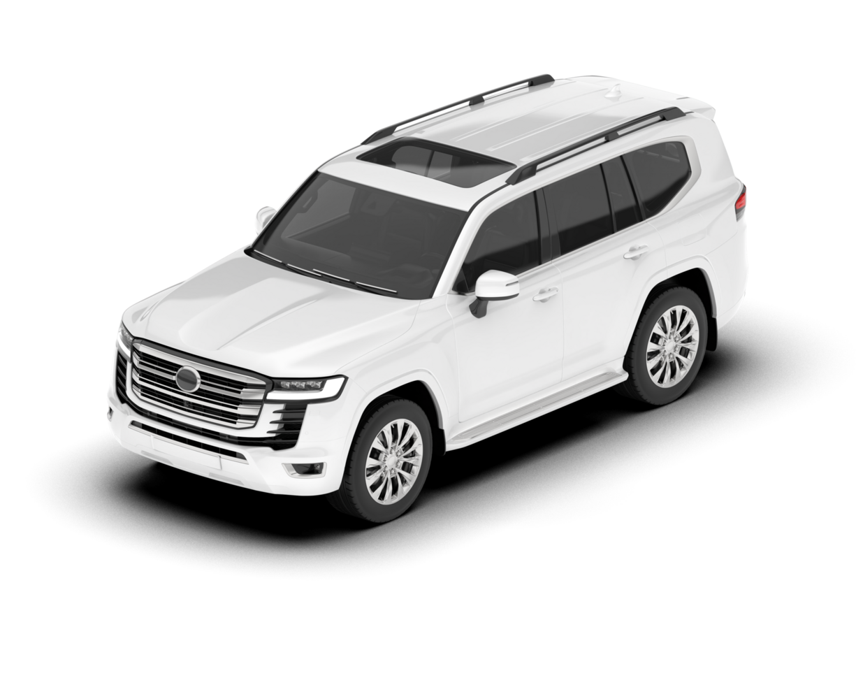 White SUV on transparent background. 3d rendering - illustration png