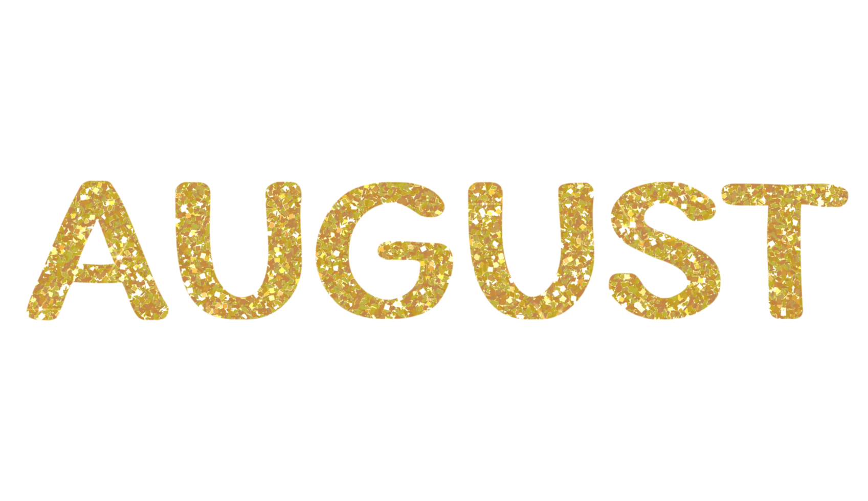 Golden glitter AUGUST Letters Icon. August sign. Design for decorating, background, wallpaper, illustration. png
