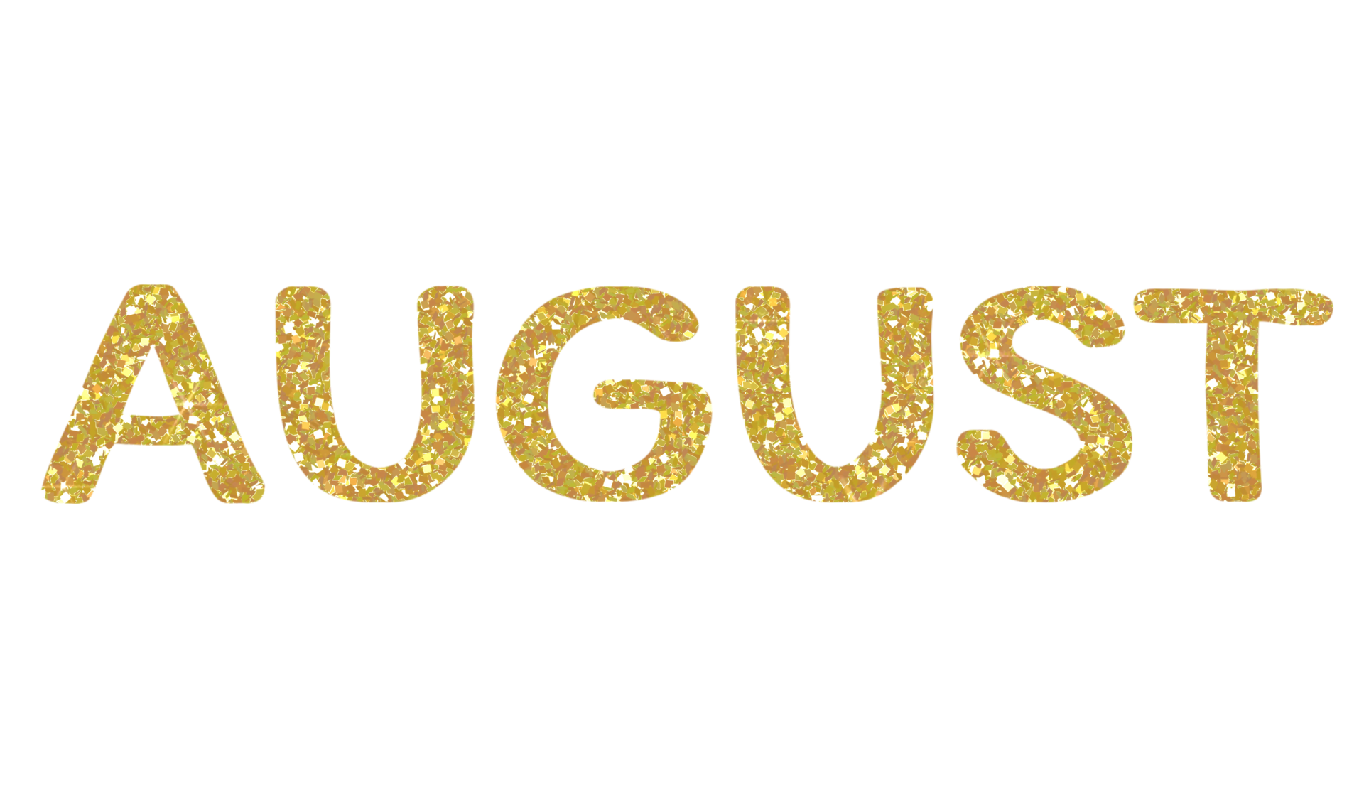 Golden glitter AUGUST Letters Icon. August sign. Design for decorating