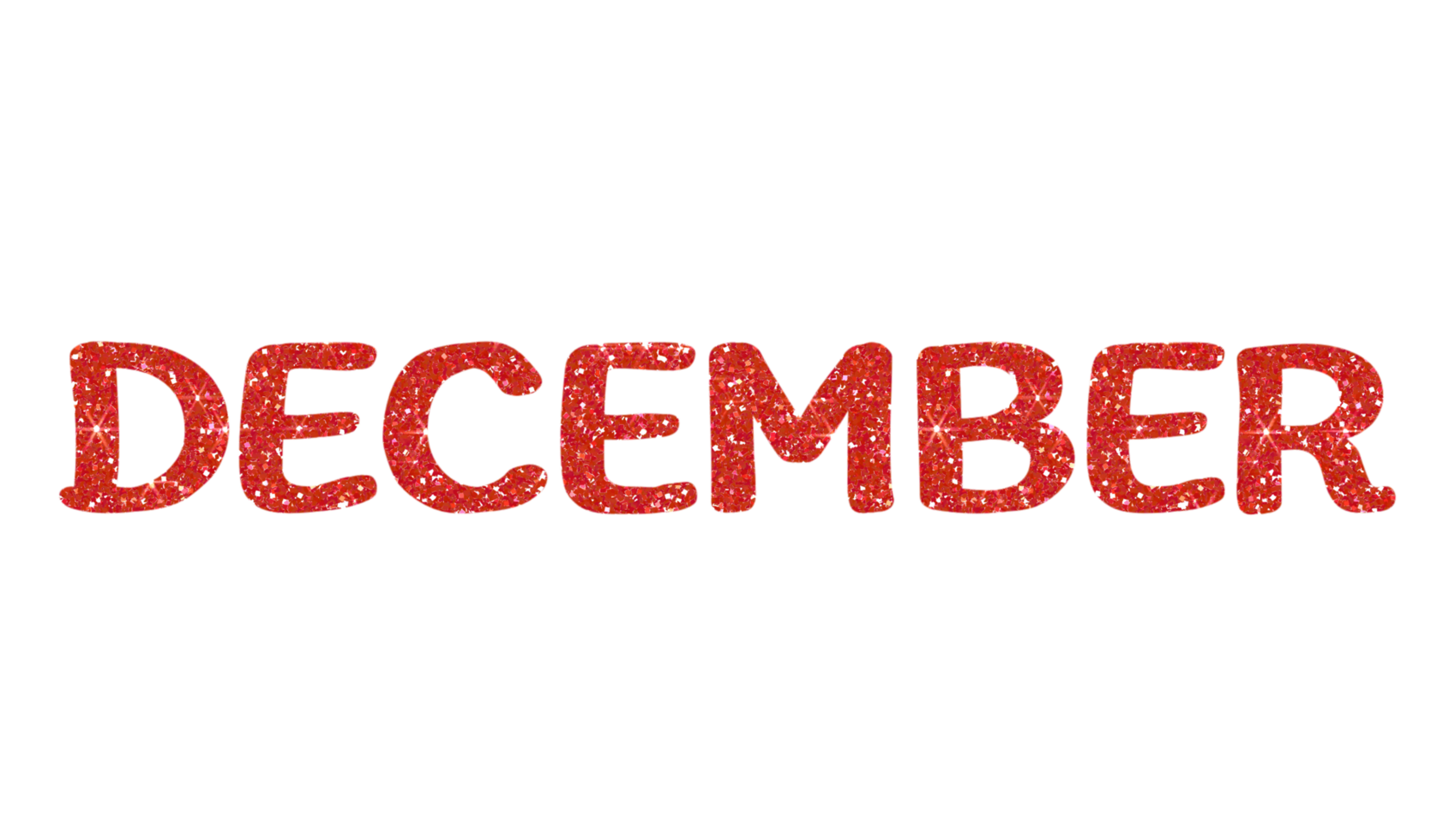 Red glitter DECEMBER Letters Icon. December sign. Design for decorating, background, wallpaper, illustration. png