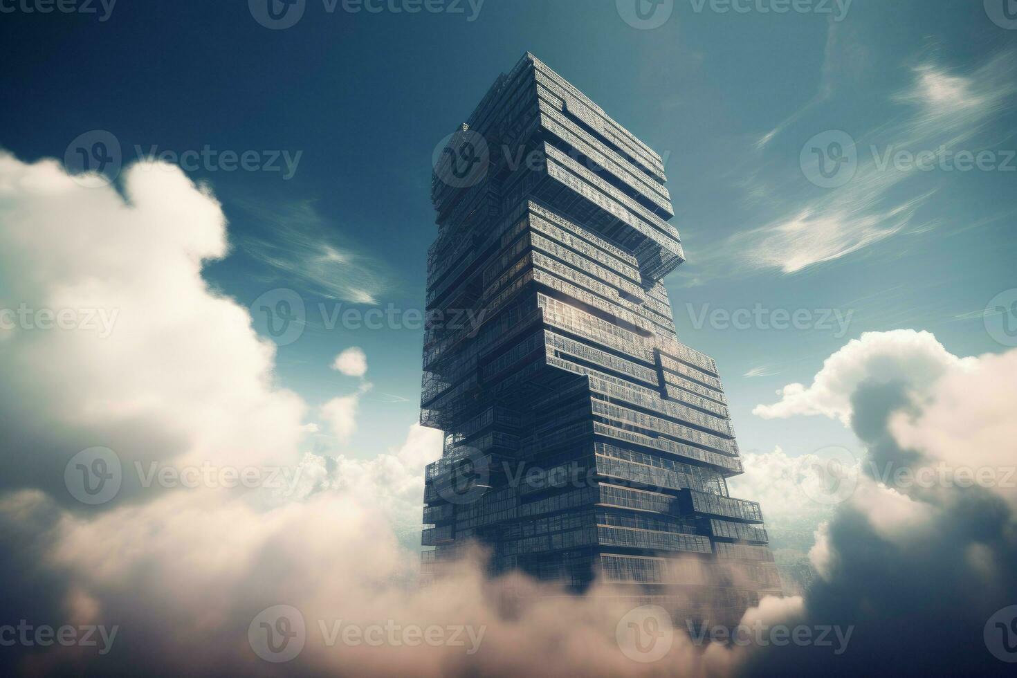 Skyscraper sky clouds. Generate Ai photo