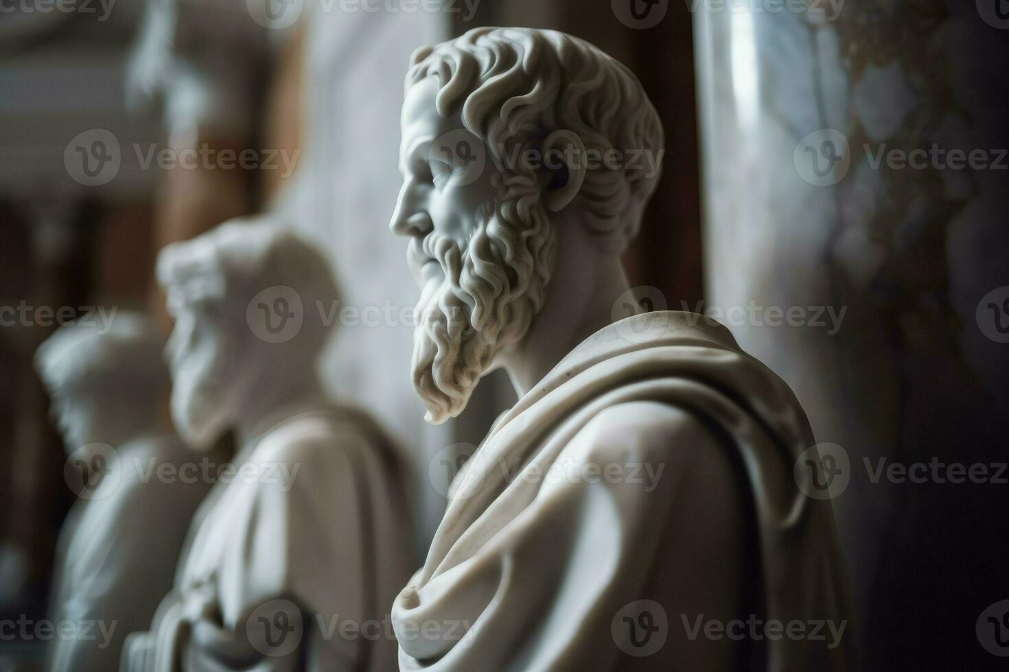 Statue marble philosopher. Generate Ai photo