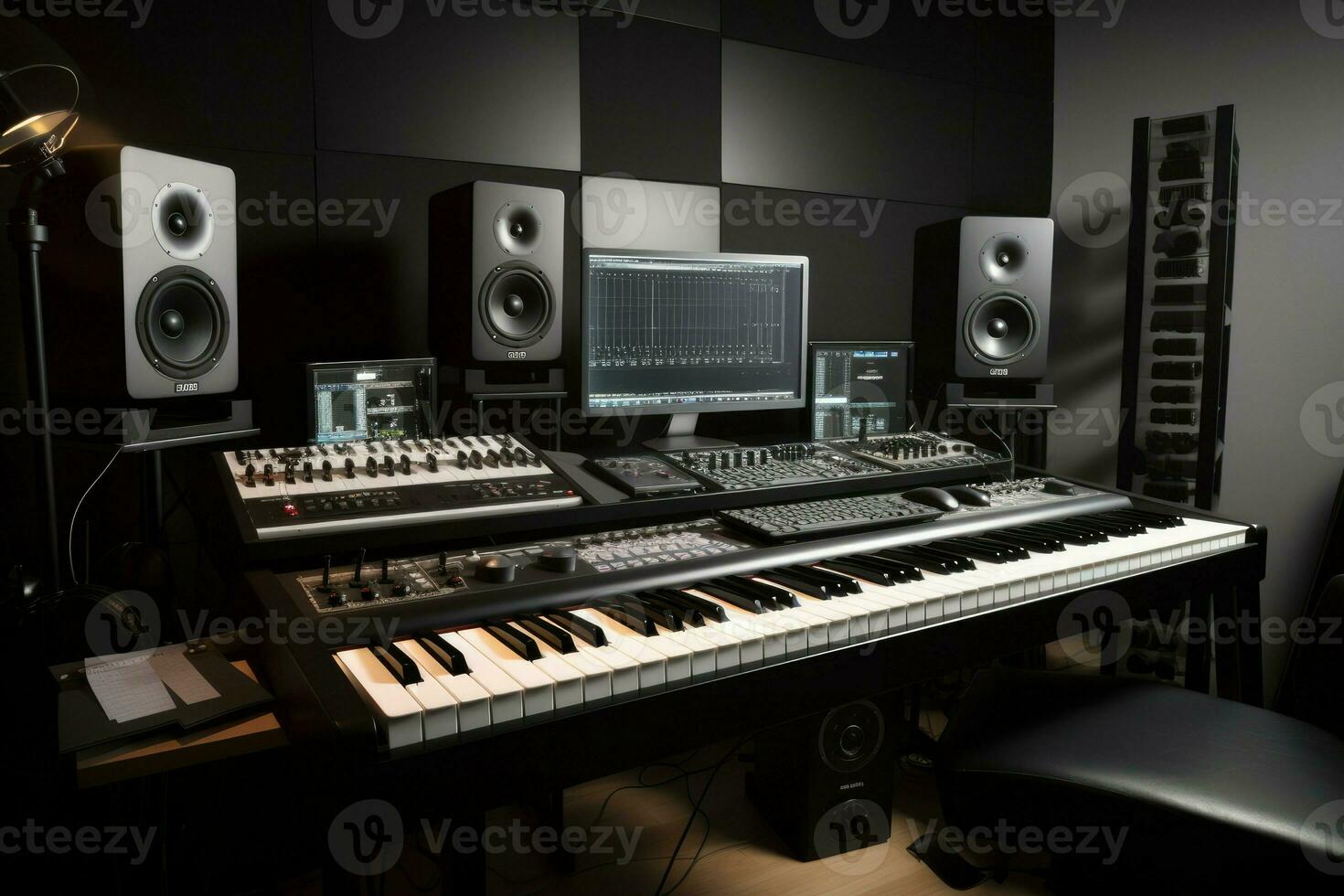 Sound music studio inside. Generate Ai photo