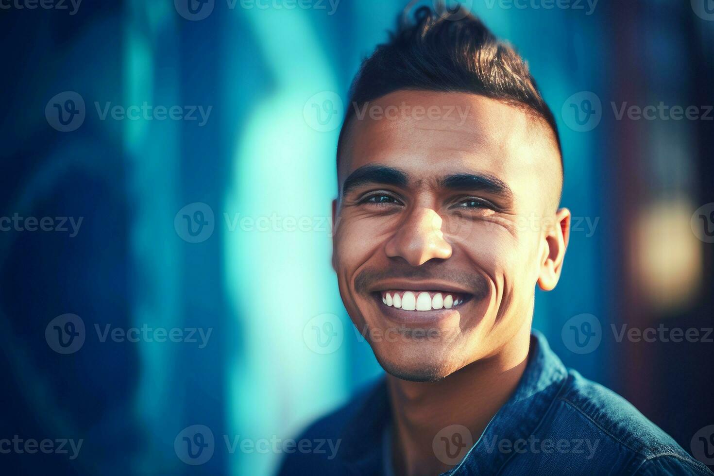 sonriente étnico hombre. generar ai foto