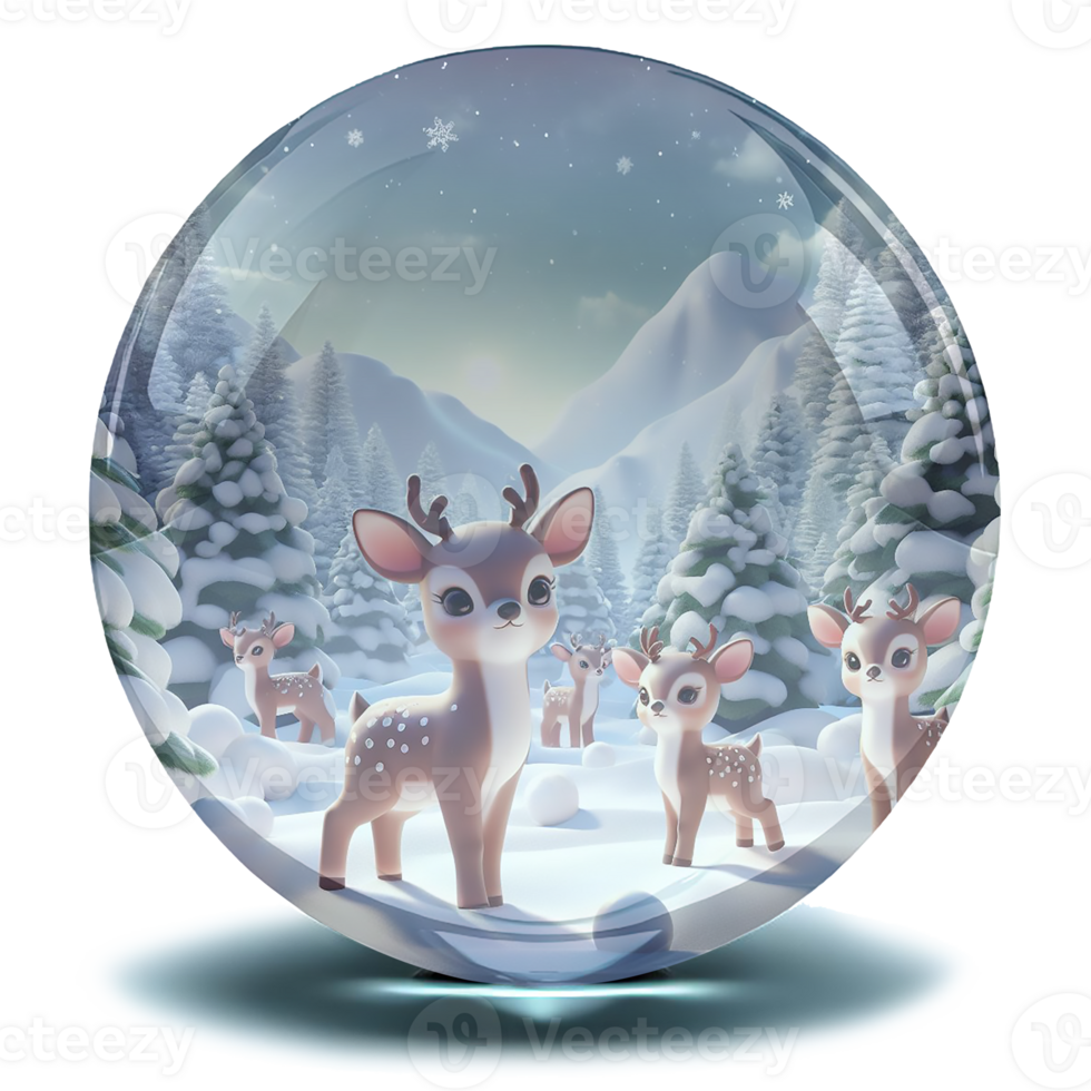 Sparkling crystal snowball AI generative png