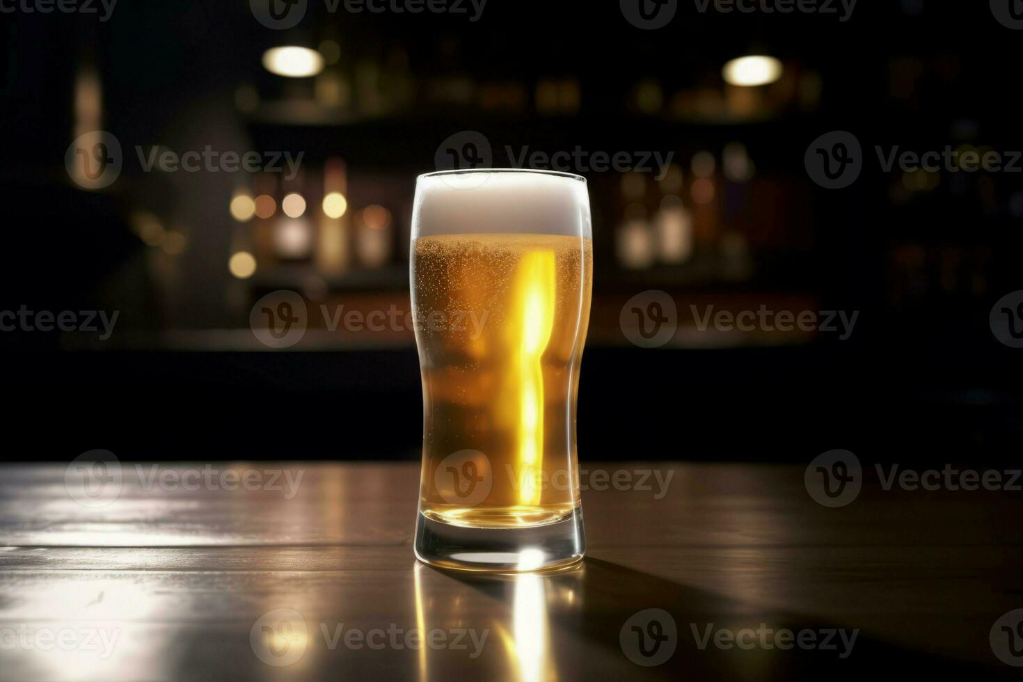 Beer pint glass table. Generate Ai photo