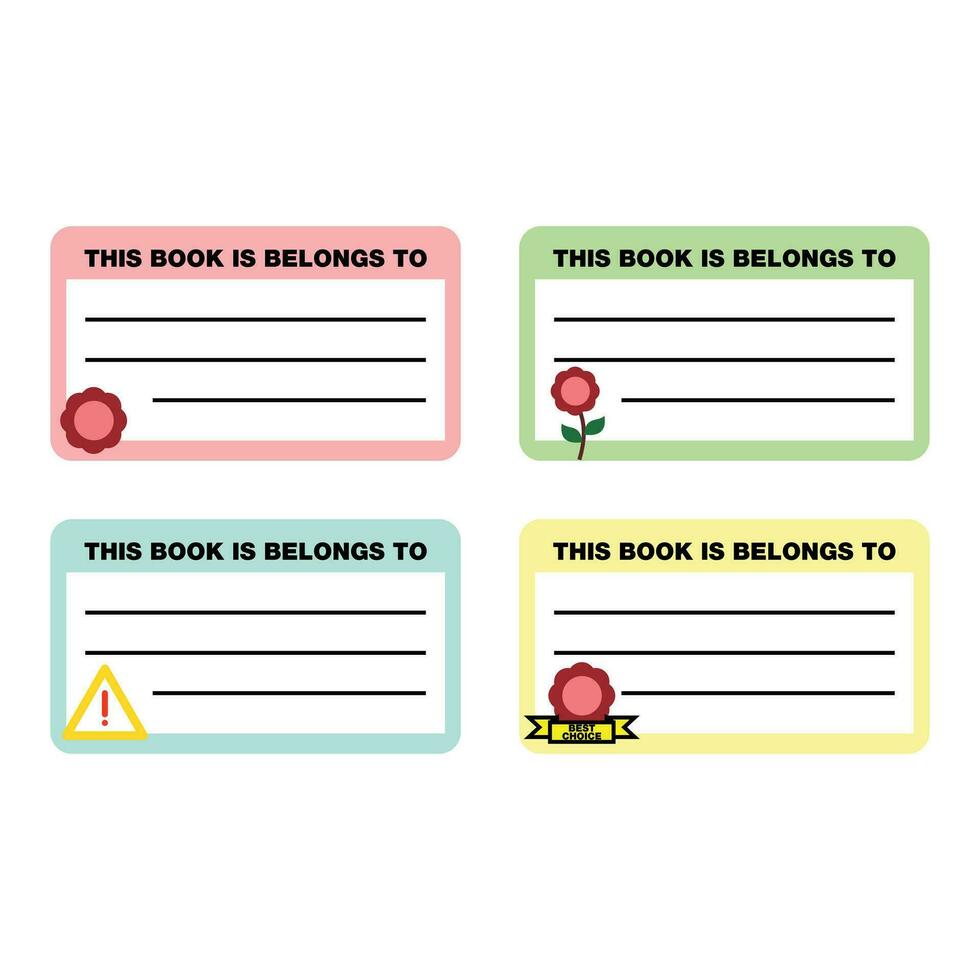 Set of vector templates for name labels. Name stickers for books as a marker of ownership. name tag