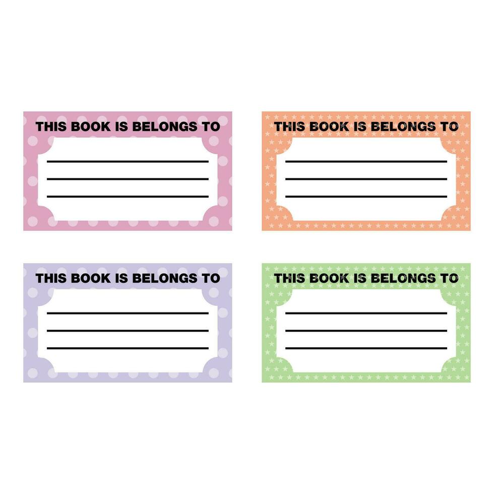 Set of vector templates for name labels. Name stickers for books as a marker of ownership. name tag