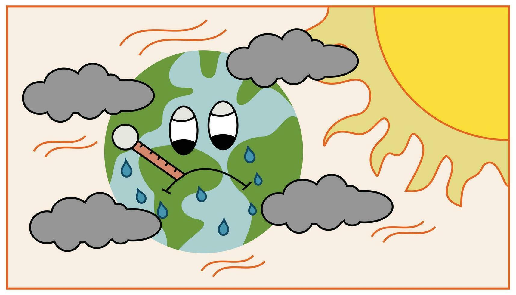 Illustration of a World Warming Day. Vector Illustrations. Environmental poster about global warming with the theme my earth is sick