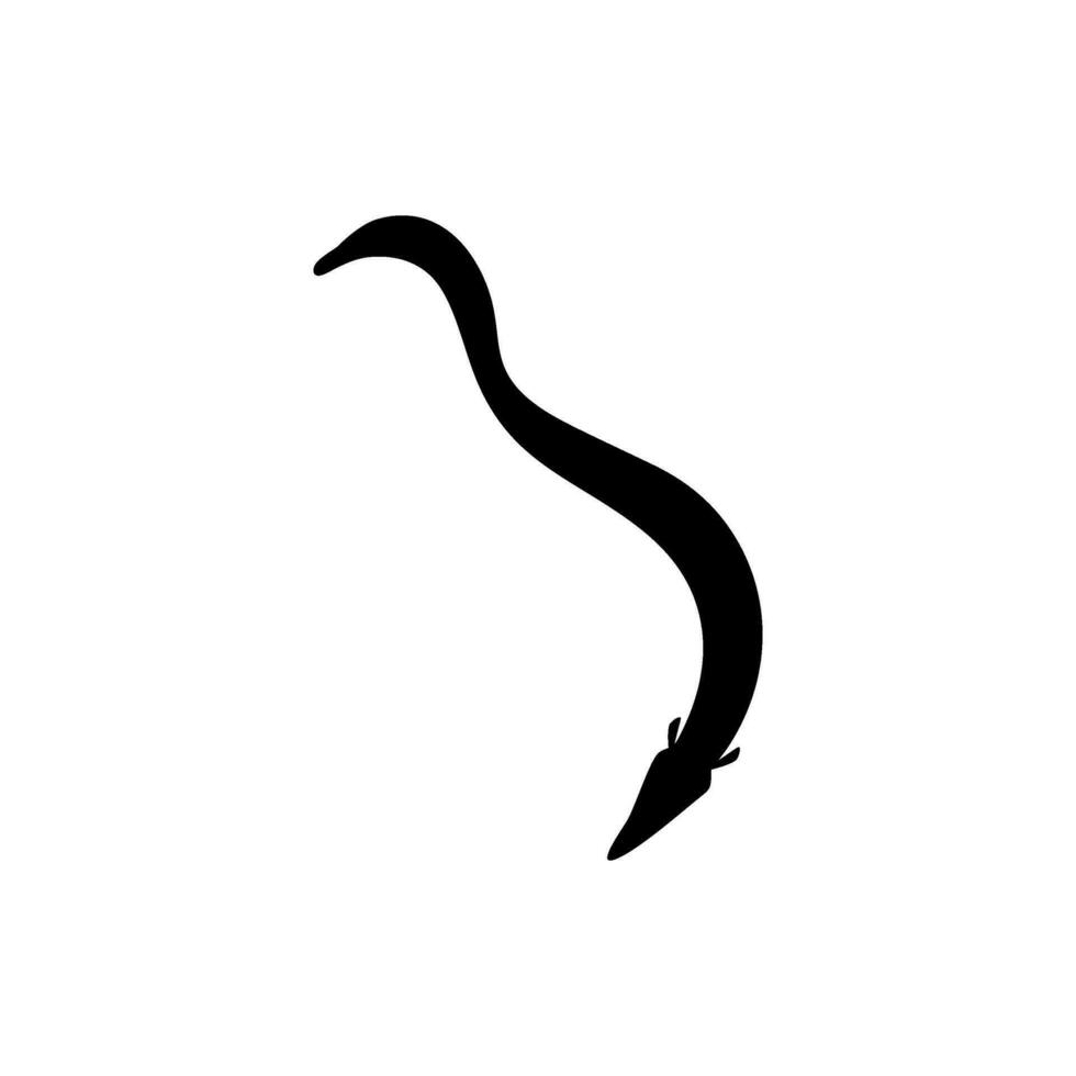 Silhouette of the fire eel, Mastacembelus erythrotaenia, is a relatively large species of spiny eel, can use for art Illustration, logo type, pictogram, website, or graphic design element. Vector