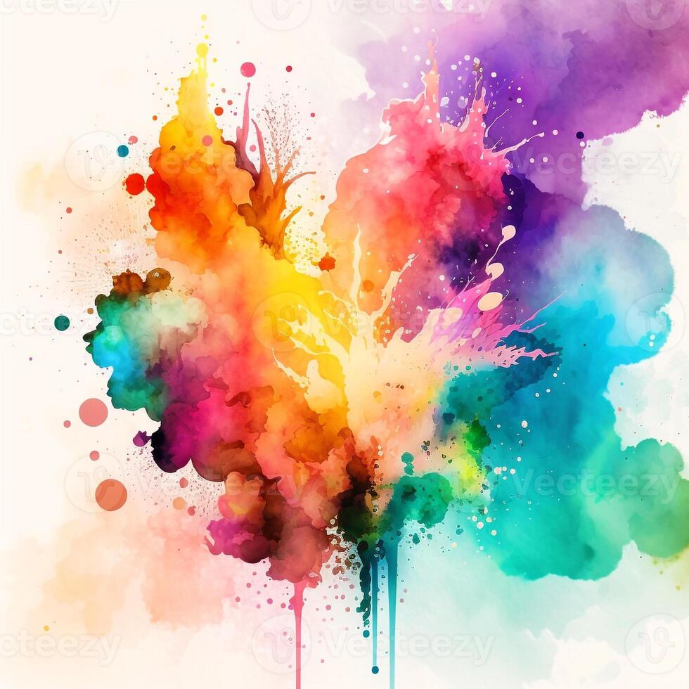Abstract Rainbow Watercolor Background photo