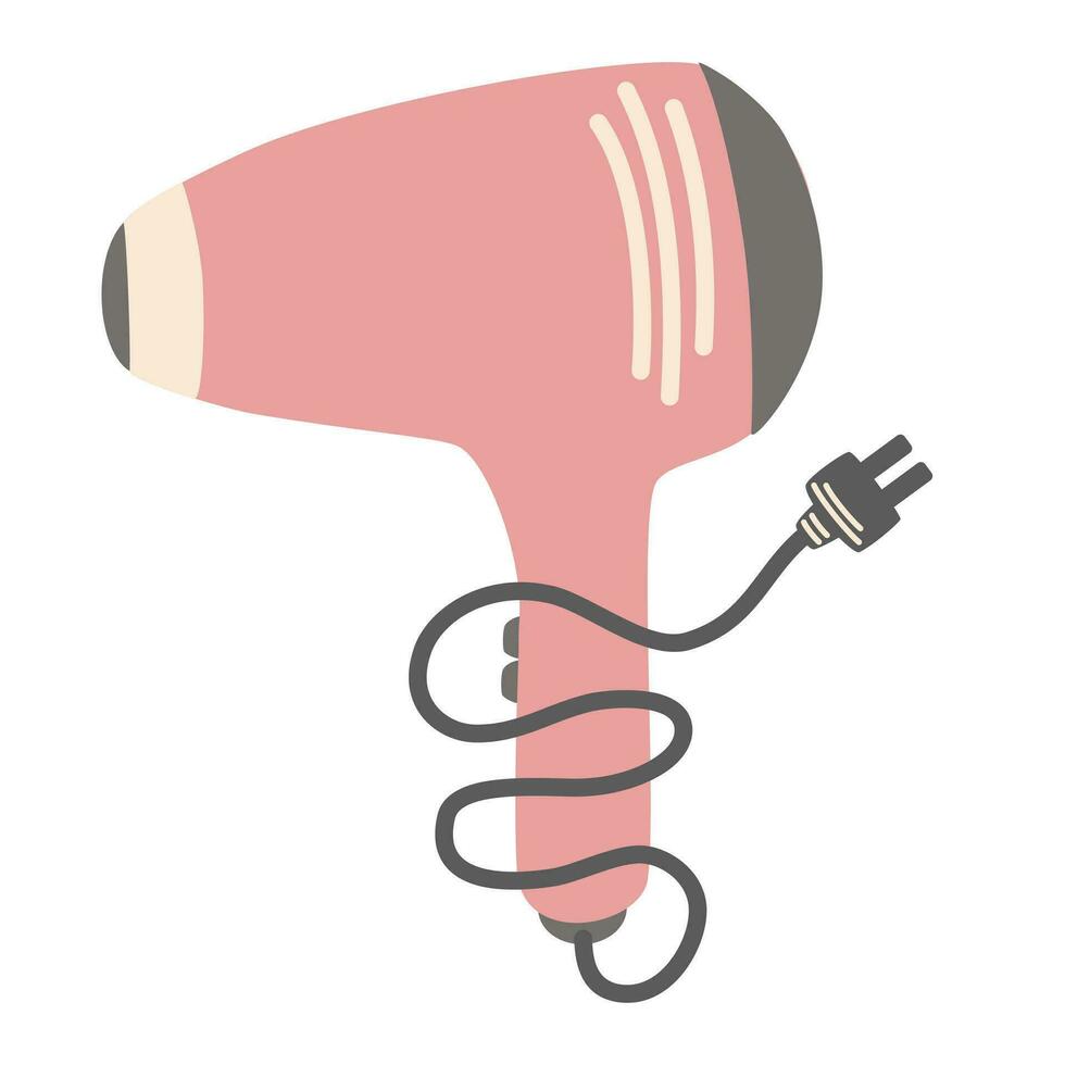 Hair dryer. Haircut tool, equipment and accessories. Hand draw vector illustration.