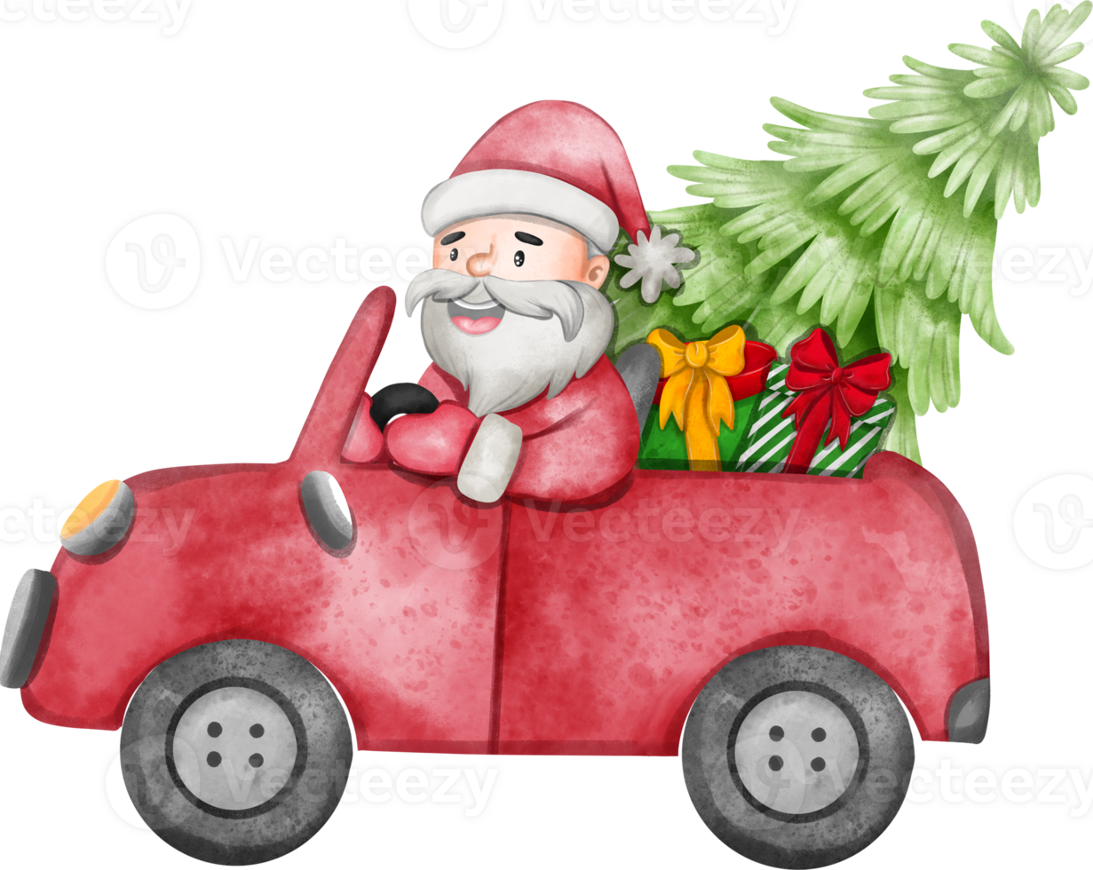 santa claus conduciendo coche png