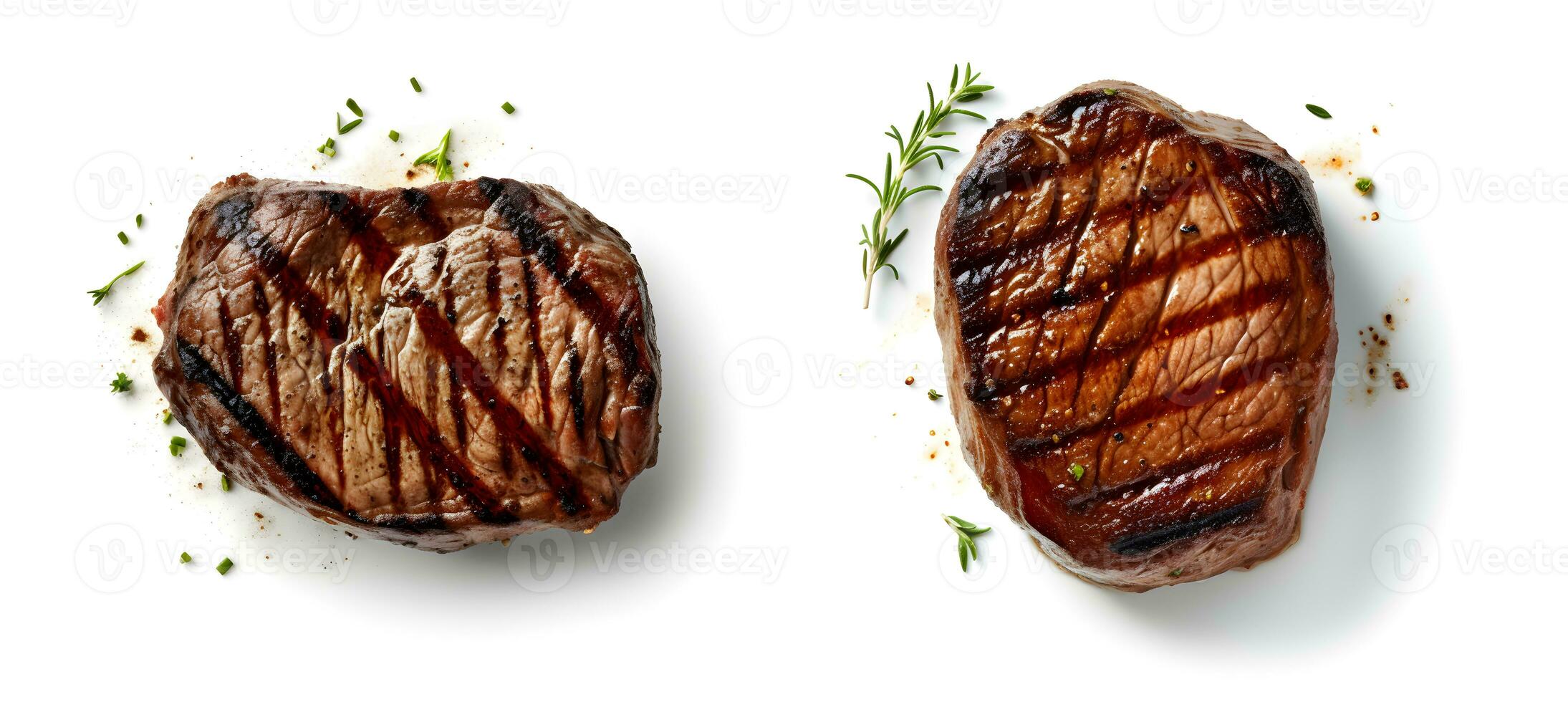 Delicious Grilled Steaks on a Clean White Background, ai generated photo