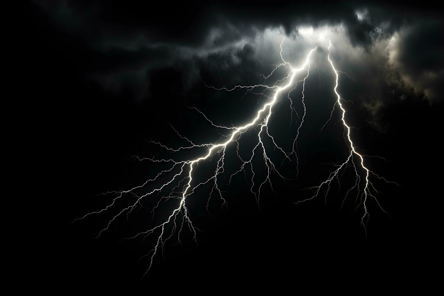 Storm Lightning Template Black Background, for Creative Use, ai generated photo