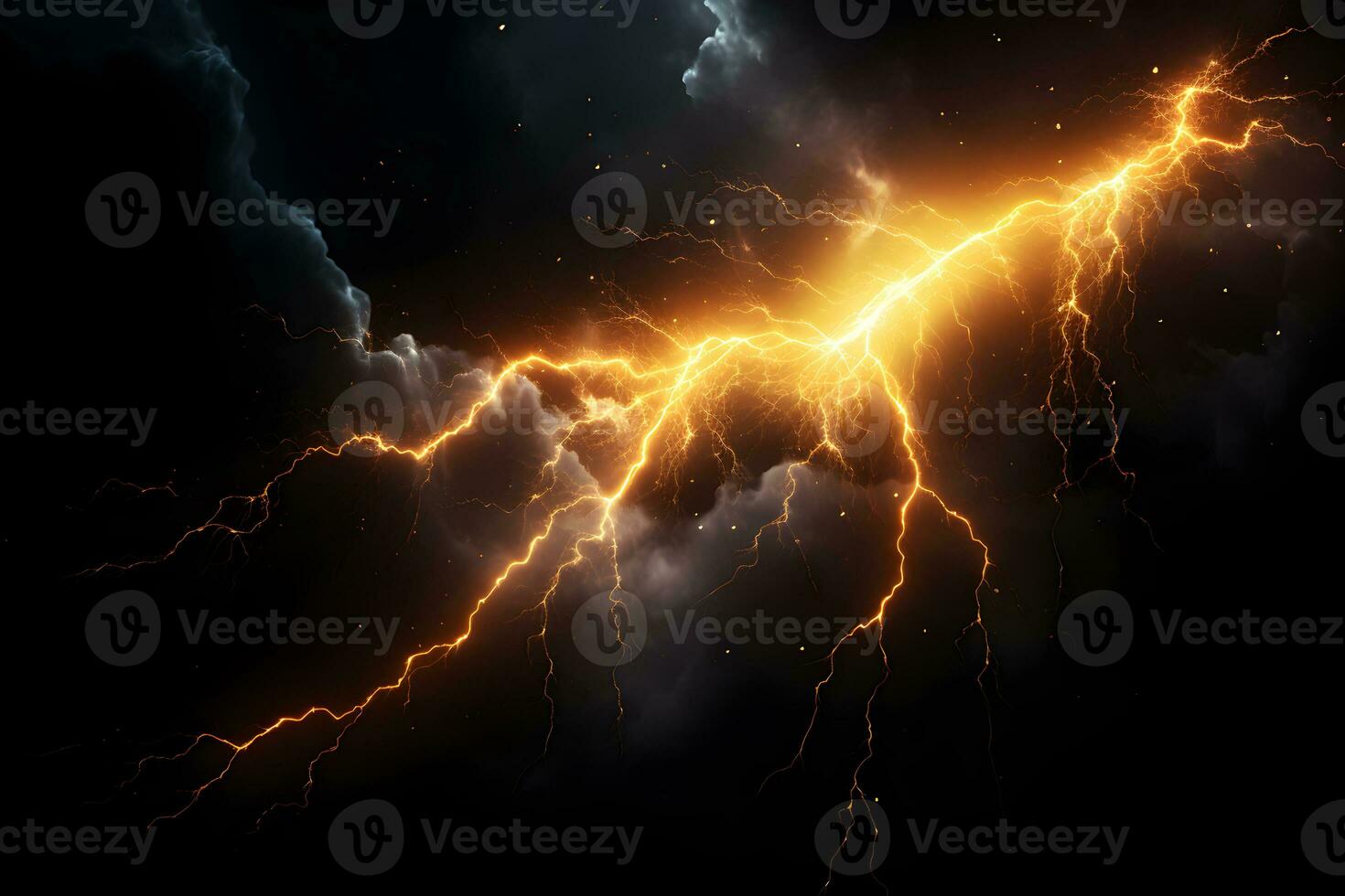 Storm Lightning on Black, Overlay and Template,Ready Background, ai generated photo