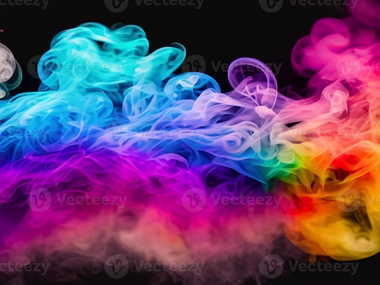 colorful smoke on black background. photo