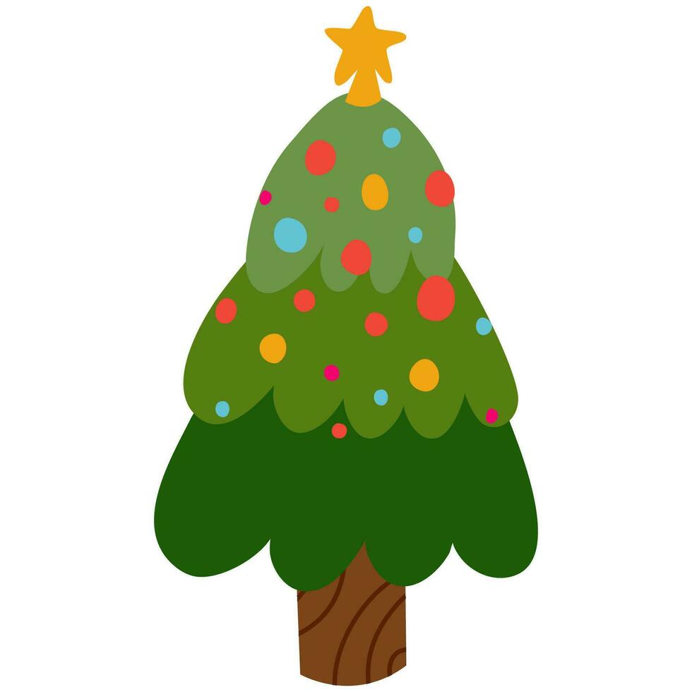 Hand draw Christmas tree. New Year, Christmas decoration. vector