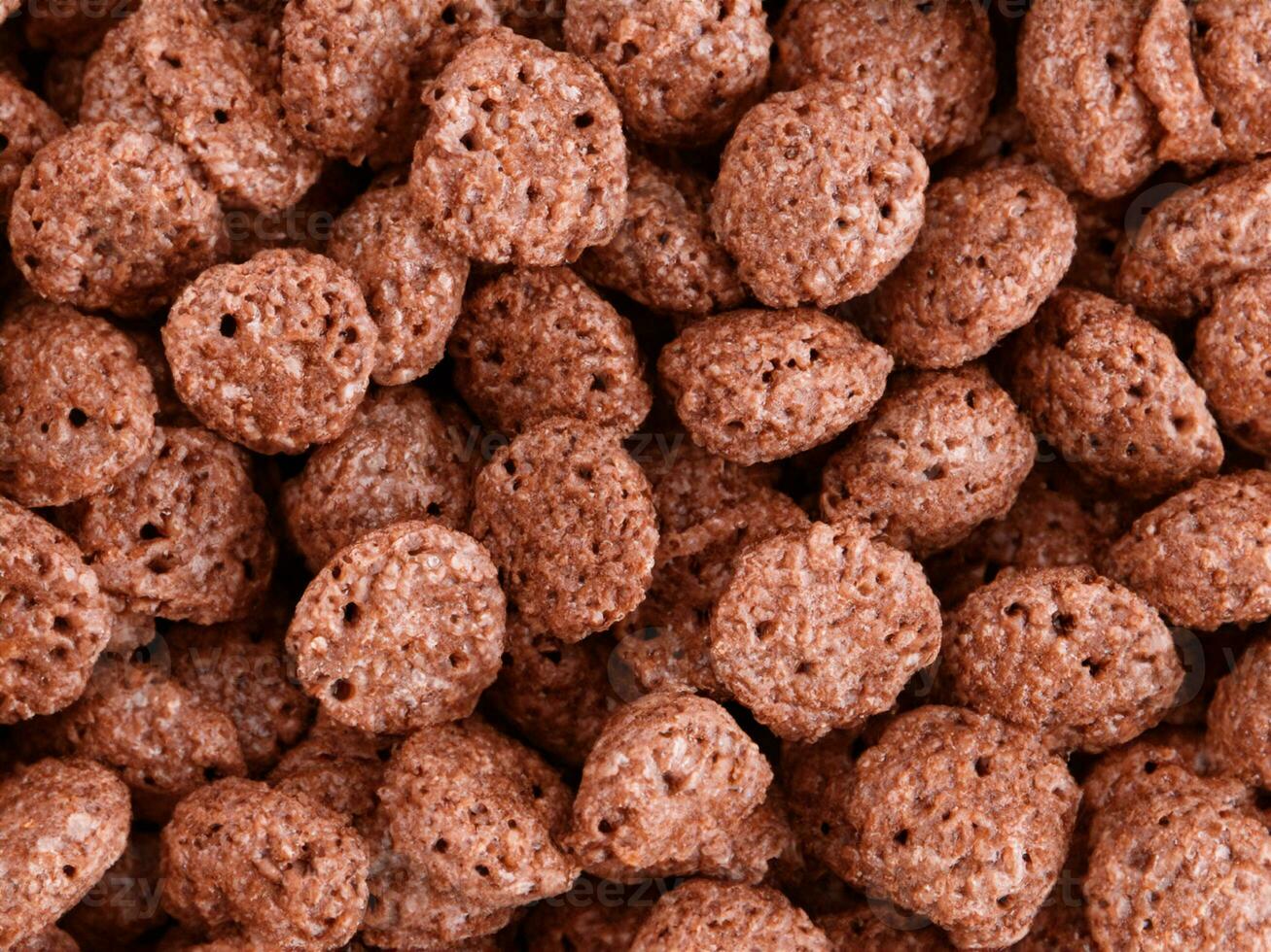 close up cereal with chocolate background photo