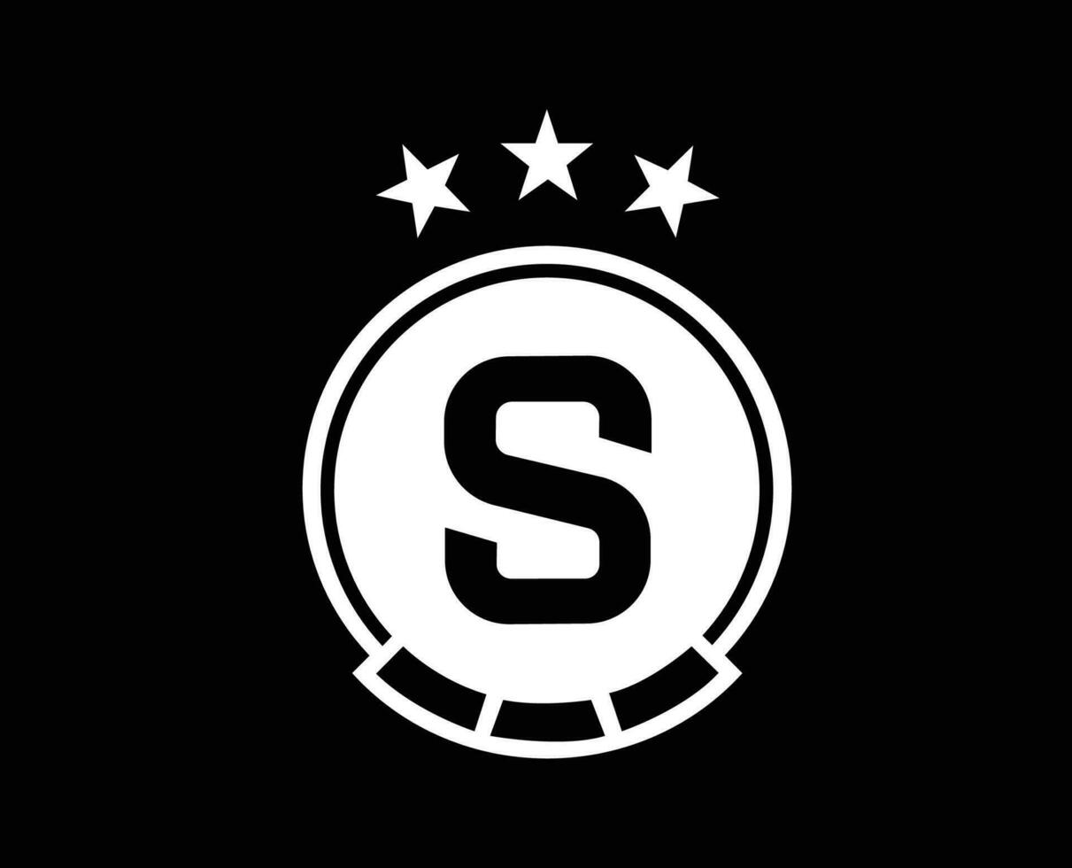 Esparta Praga club logo símbolo blanco checo república liga fútbol americano resumen diseño vector ilustración con negro antecedentes