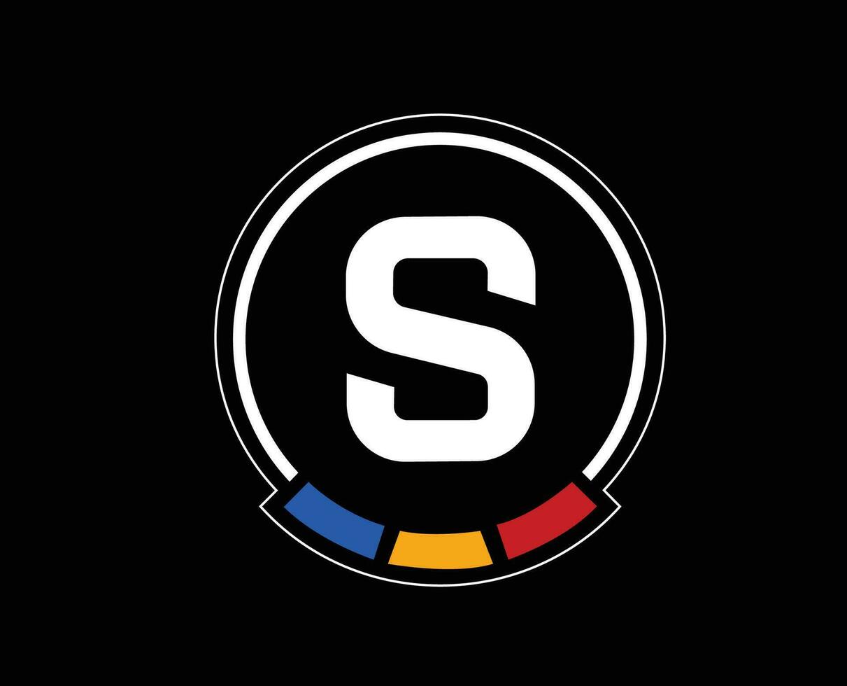 Sparta Prague Logo Club Symbol Czech Republic League Football Abstract Design Vector Illustration With Black Background