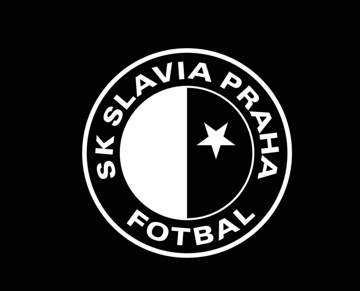 Slavia Prague Club Symbol Logo White Czech Republic League Football Abstract Design Vector Illustration With Black Background