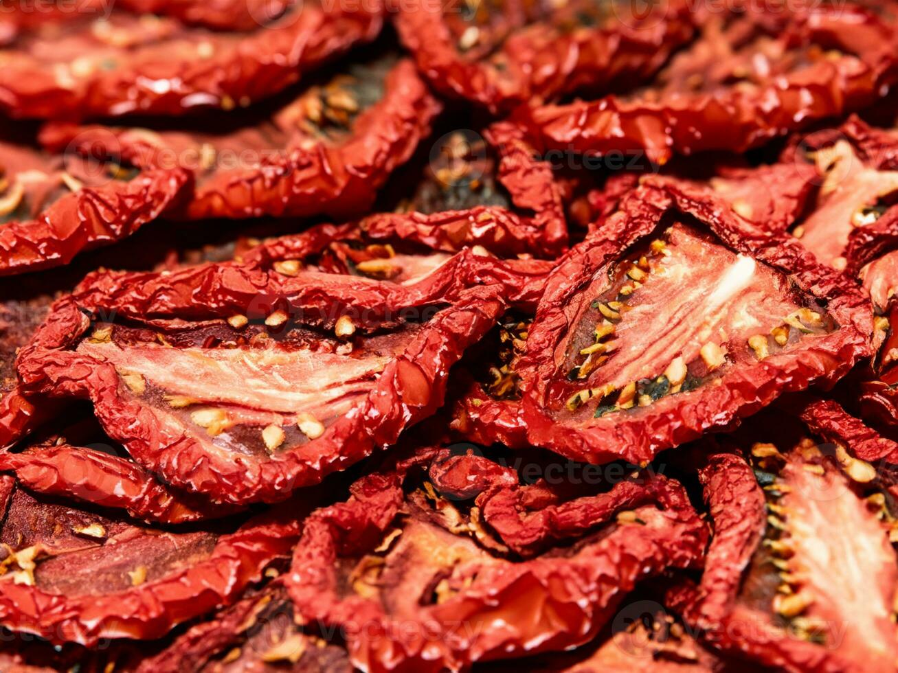 dried tomato slices on a wooden background photo