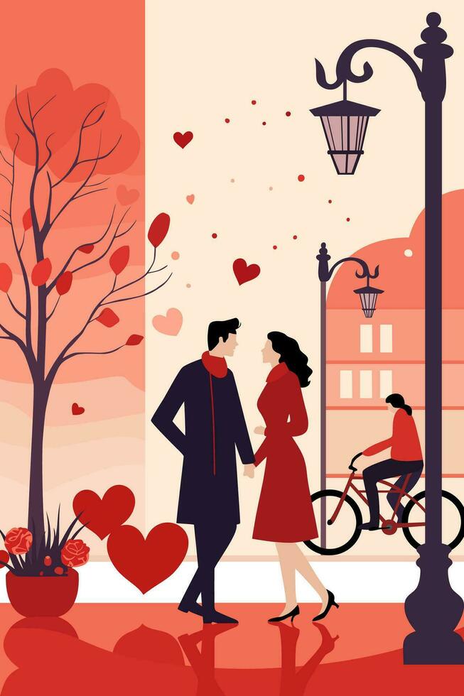 san valentin día amor Pareja corazón plano Arte vector