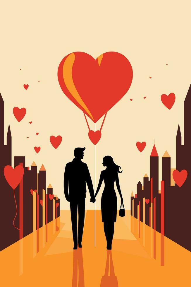 san valentin día amor Pareja corazón plano Arte vector