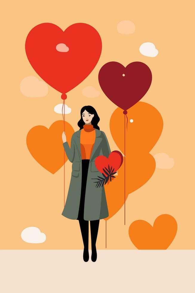 san valentin día amor corazón plano Arte vector