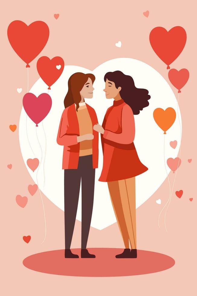 LGBT Couple Lesbian Flat Art vector