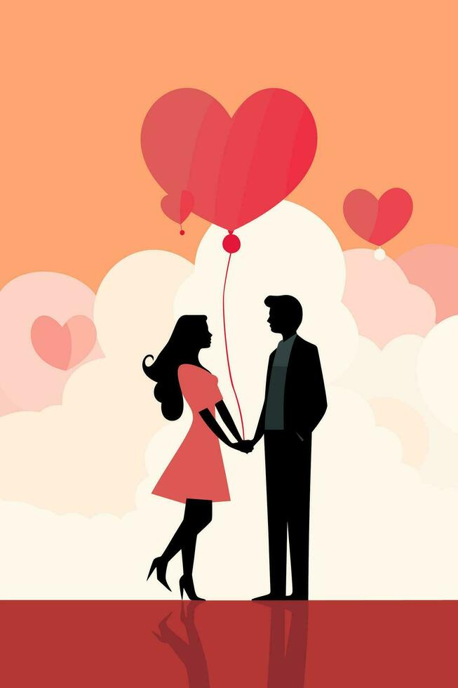 san valentin día amor Pareja corazón plano Arte vector