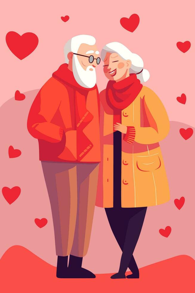 Old Couple Valentines Day Love Flat Art vector