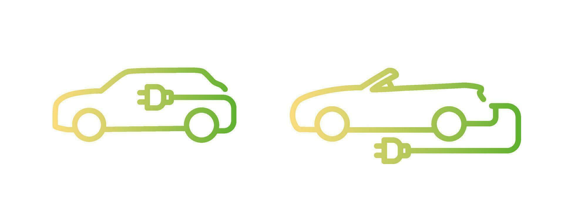 Electric car icon. Hybrid vehicle pictogram. Line electric car vector