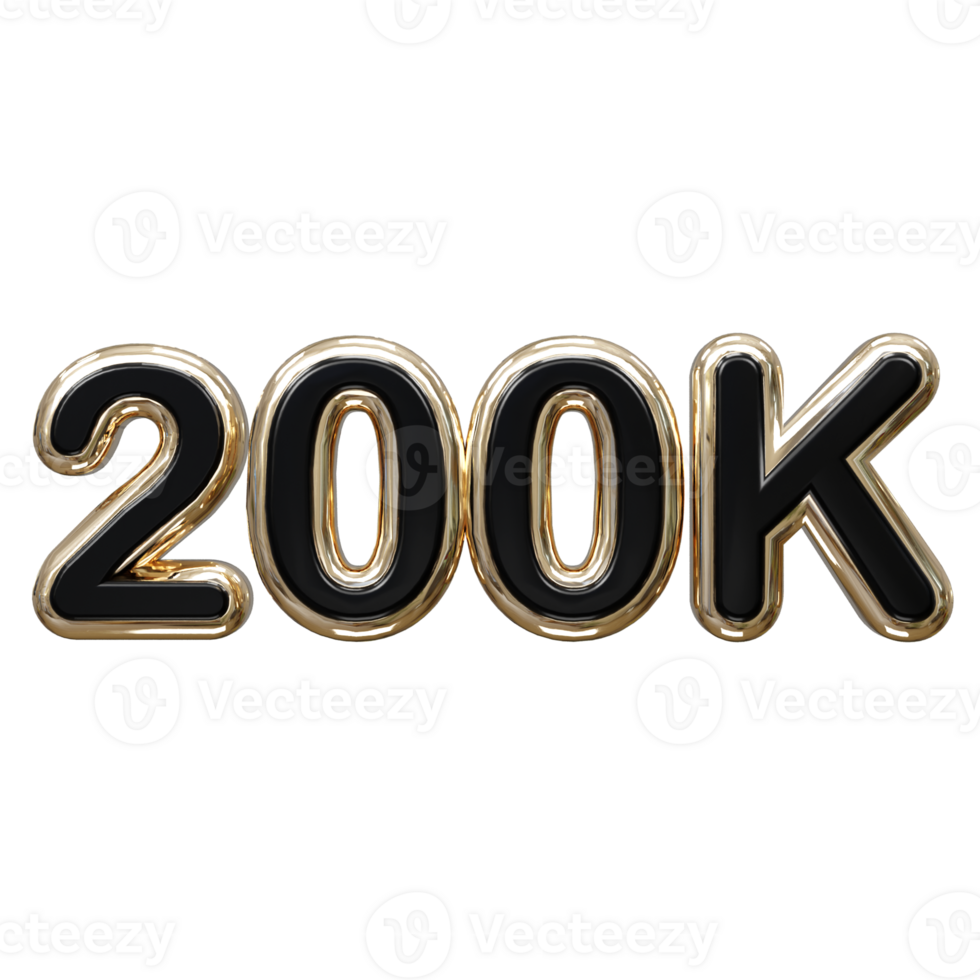 200k text effect 3d rendering illustration element png